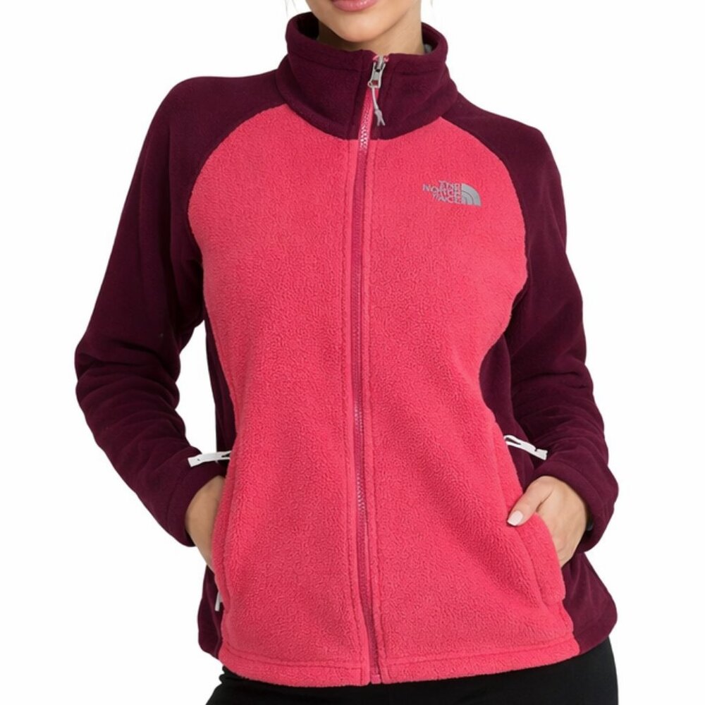 The North Face Fleece Jacket Women Small Full Zip Coral Pink Plum Purple Outdoor